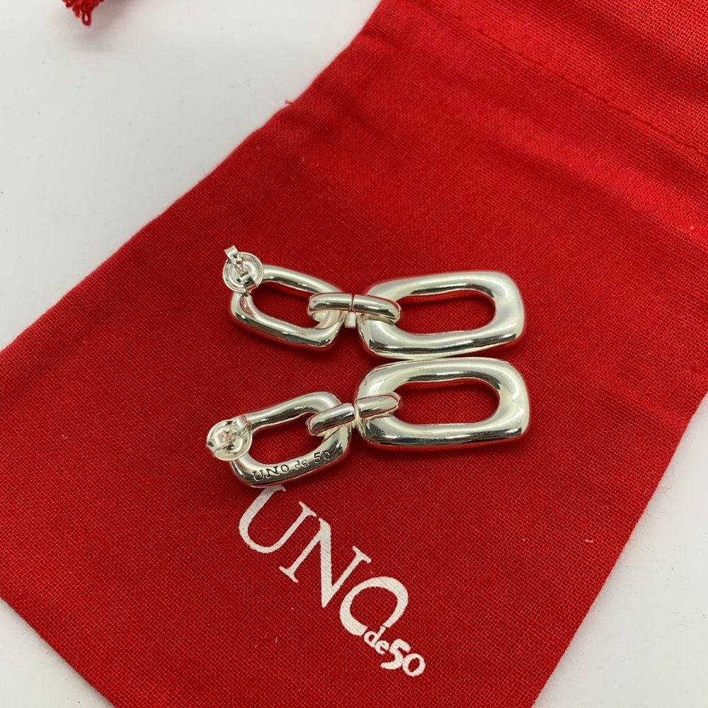 UNO de 50 Earrings DATE EARRINGS Silver Hoop Earrings Niche Jewelry Gift - Picture 6 of 9